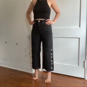 Cropped Black Wide Leg Denim High Waist